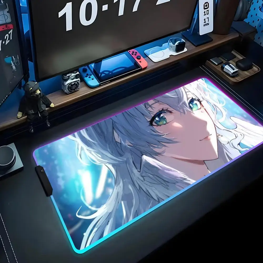 

robin honkai star rail wallpaper Mouse Pad RGB Gaming Mousepad Big LED Pad PC Desk Mat Luminous Mouse Pad Large Keyboard Mats Ta