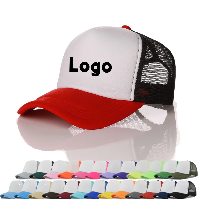 

Kids Customizable Personalized Logo Pattern Baseball Cap Multi-Color Integrated Sponge Mesh Sunshade Summer Outdoor Trucker Cap