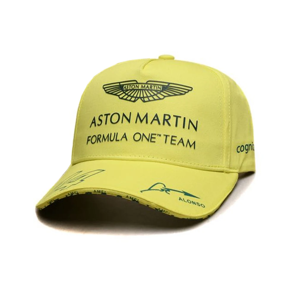 Casquette de baseball décontractée pour homme 2024 Aston Martin F1 2024 Casquette d'équipe Alonso Casquette jaune Cadeau Casquette de fan de F1