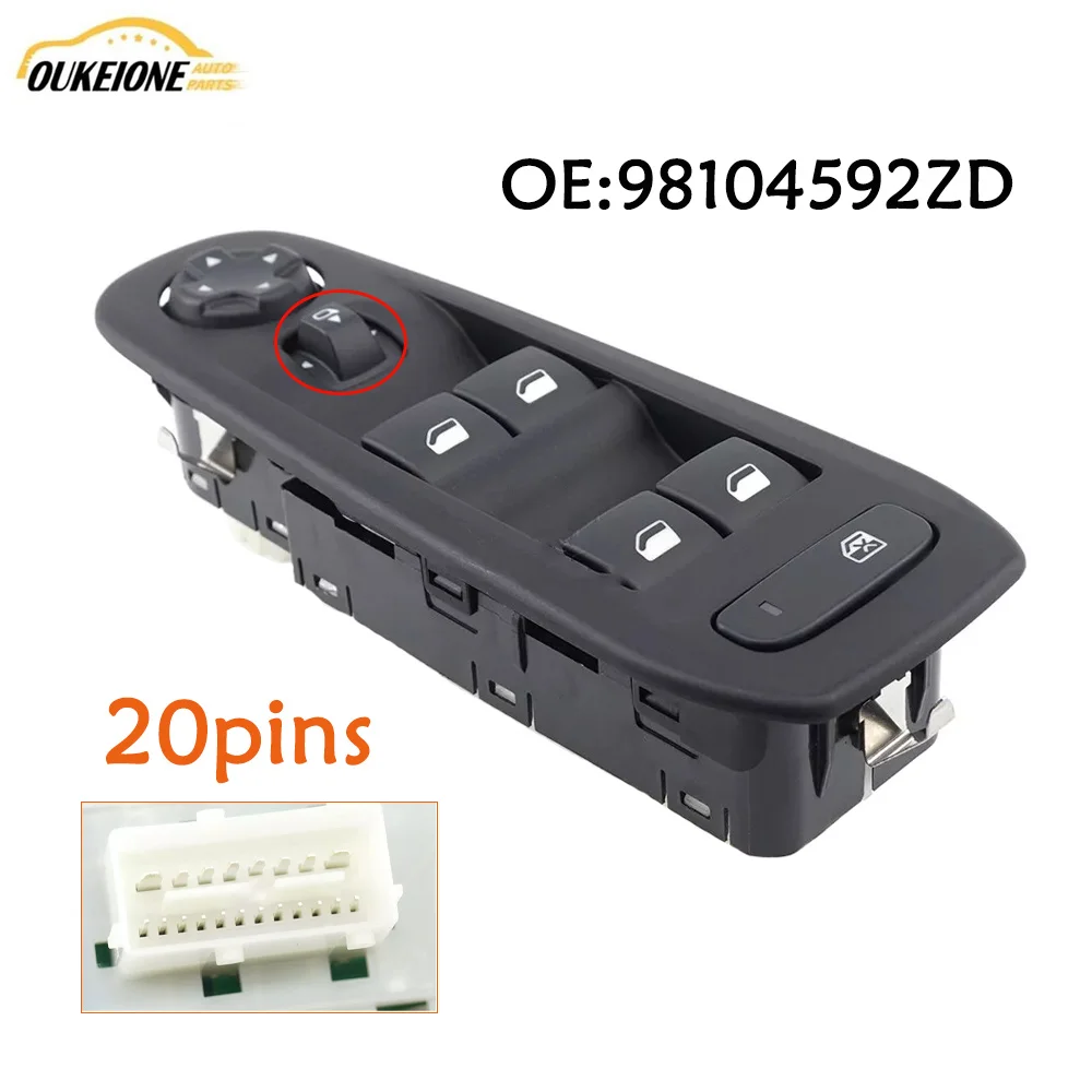 98104592 ZD Elektryczny przełącznik sterowania szybą do Peugeot 308 408 2014-2019 Przedni lewy przycisk podnośnika szyby Akcesoria samochodowe