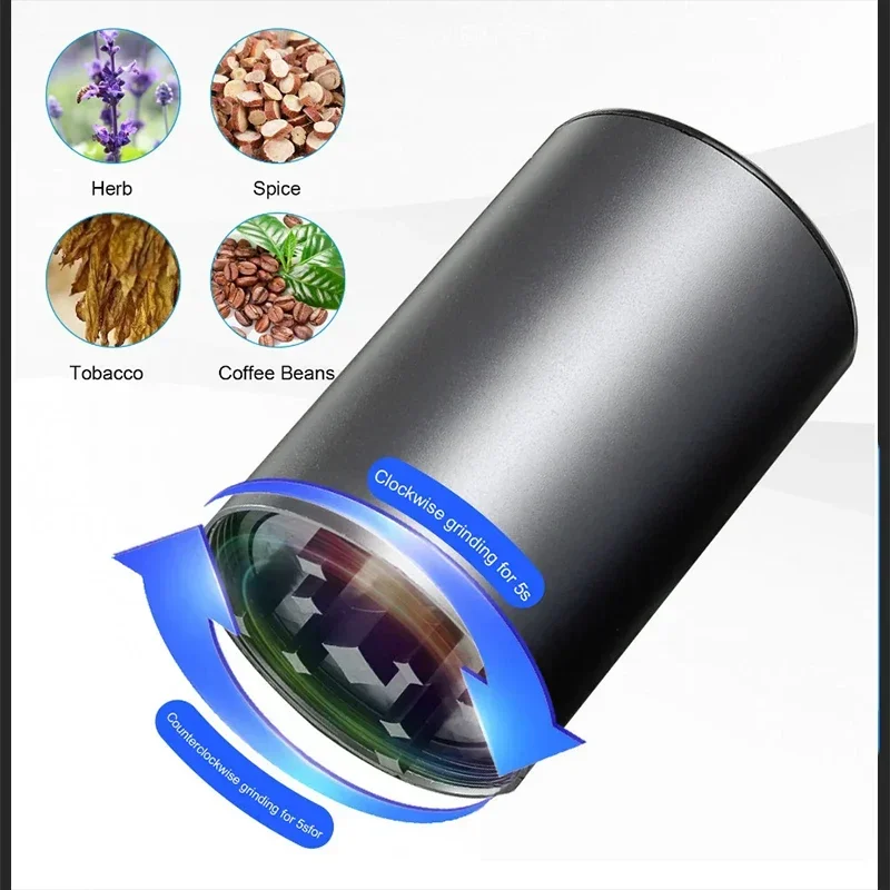 Electric Spice Tobacco Grinder Automatic Herbal Spice Mills High Speed Powerful Smoke Grass Herb Crusher Smoking Accessories