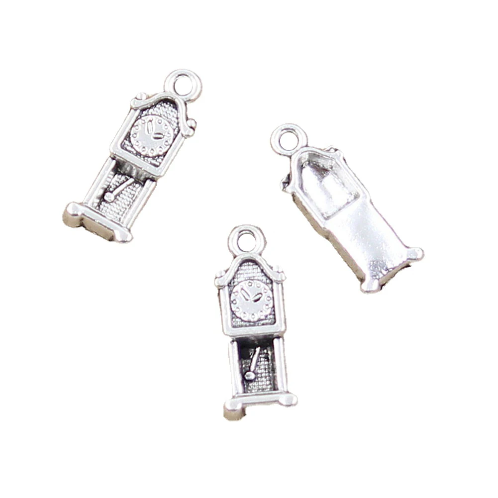 10 sztuk Charms zegar dziadka antyczne 20x8mm Antique Making wisiorek fit,Vintage tybetański srebrny kolor, ręcznie robiona biżuteria DIY
