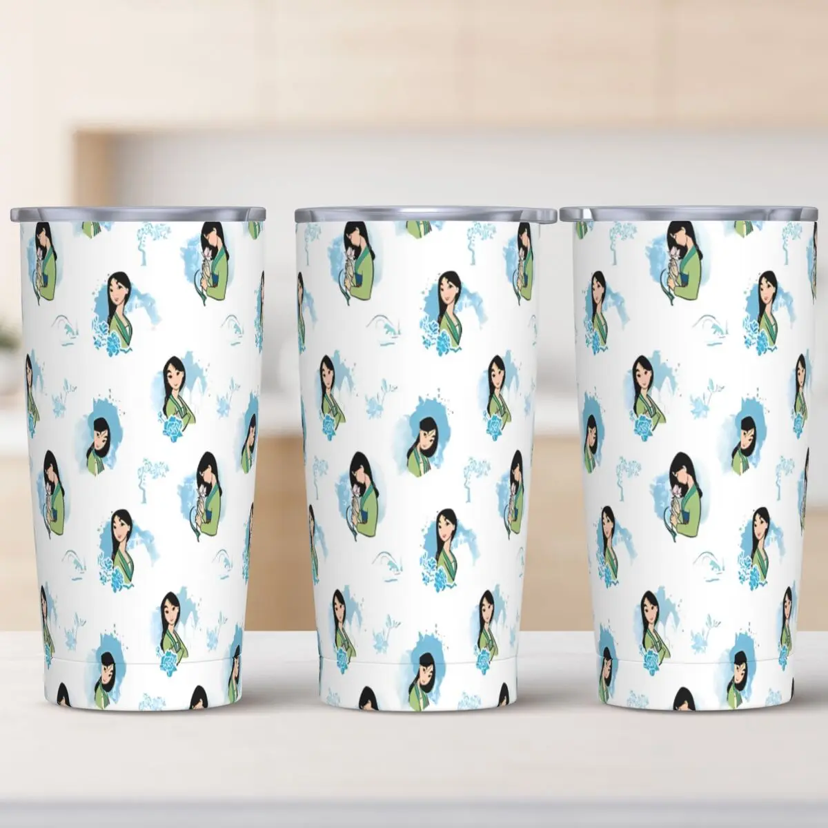 Stainless Steel Tumbler Mulan Princess Thermal Cups Heat Preservation Hot Drinks Mugs Cup Driving Water Bottle