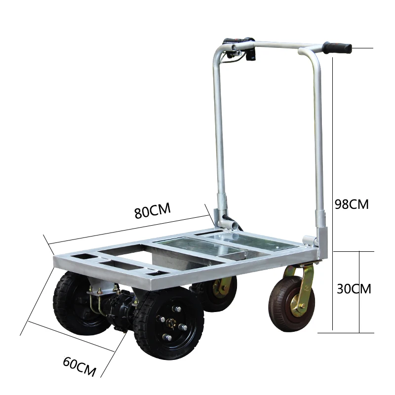 Industrial Warehouse Transport Cart Foldable Flatbed Truck Heavy Duty Pulling Tiles Electric Cart 4 Wheel Platform Cargo Cart