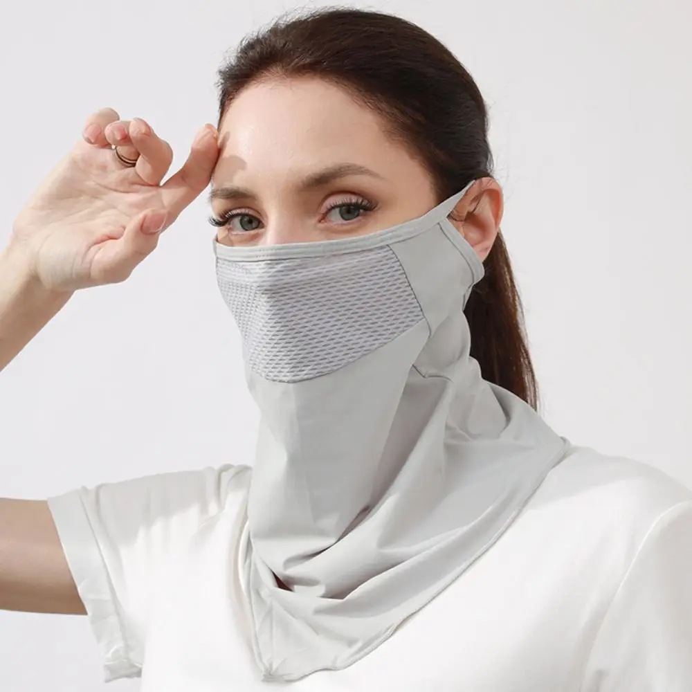 Effen Kleur Ijs Zijde Masker Uv Bescherming Zomer Gezicht Sjaals Hals Wrap Cover Gezichtsbescherming Zon Proof Slabbetje Zonnescherm Gezicht Sjaal