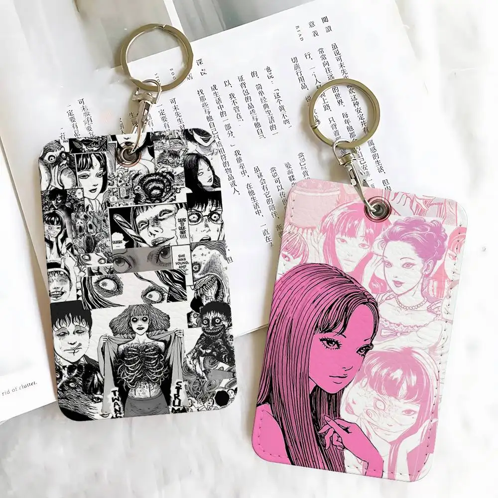 J-Junji I-Ito Art Sign Rectangle Keychain Card Holder, Badge Credit Card Holder, Student ID Card Holder, Bus Cards Cover
