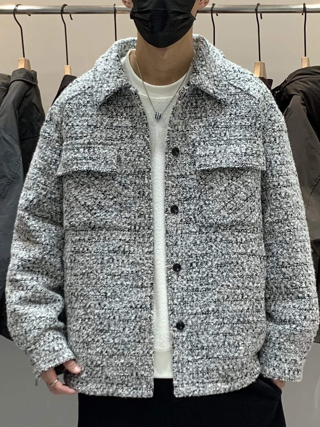 

Men's Winter Puffer Jacket Warmth Collar American Style Small Fragrance Wind Durable Fashionable Casual Long Sleeve Zipper