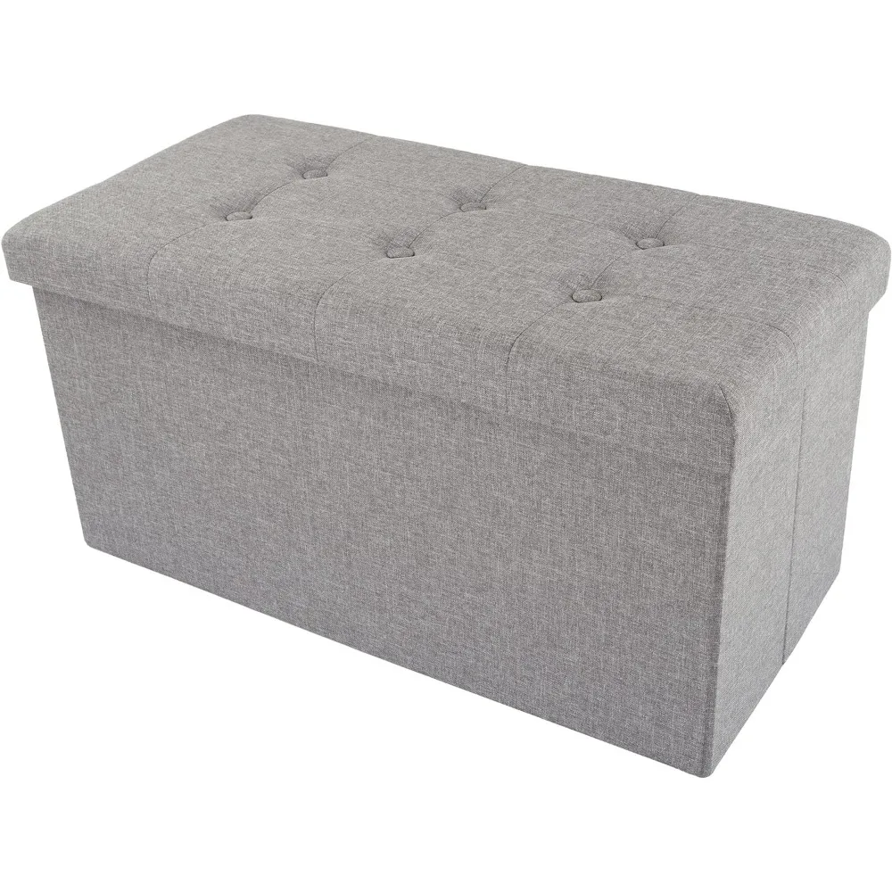 

Folding Storage Ottoman - 30-Inch Tufted Footrest, Linen Chest, or Bench with Removable Bin for Living Room, Bedroom, or Dorm by