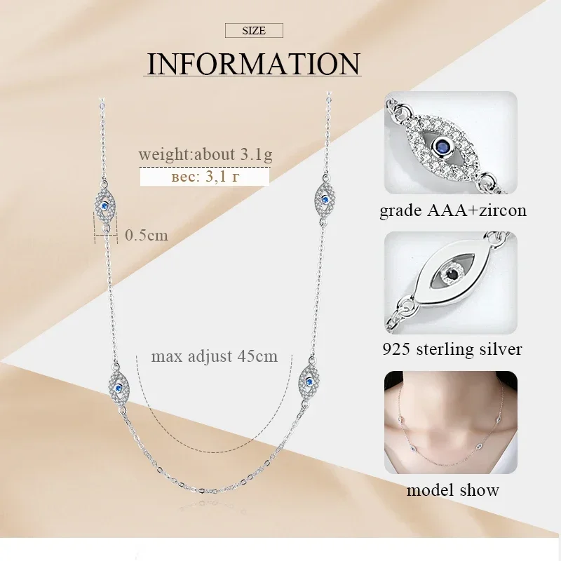 KALETINE Evil Eye Collana Anello Bracciale Set Set 925 Sterling Silver Turchia Set di gioielli per le donne Ciondolo blu Regalo di nozze