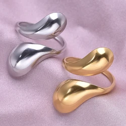 Glossy Water Droplet Finger Rings For Women Men Accessories Silver/Gold Color Stainless Steel Ring No Fade Vintage Kpop Jewelry