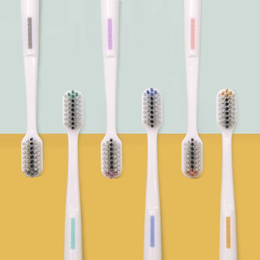 Adult soft bristle small head toothbrush three-body spiral filament bristles, color box, independent packaging 6 colors optional