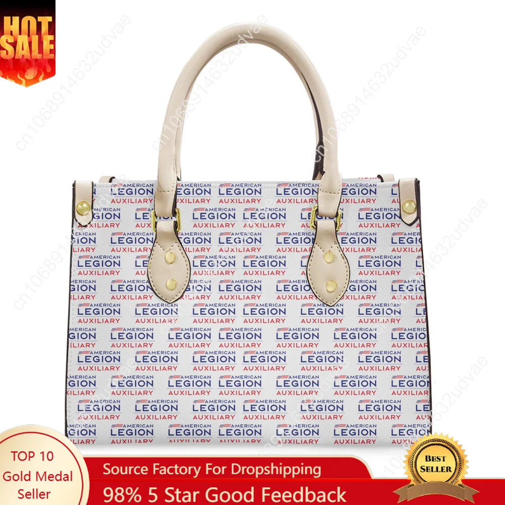 American Legion Logo Tote Bag Purse Womens Mens High Quality Personalized Text Image PU Leather Commuter Shopping Gift Bags
