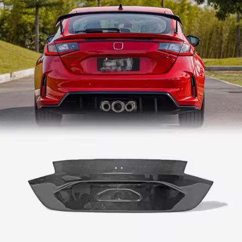 Car-styling Carbon Fiber Rear Trunk Panel Stick On Type For Honda Civic Type-R FL5 OEM Style Tuning Boot Lid Cover Trim Part Kit