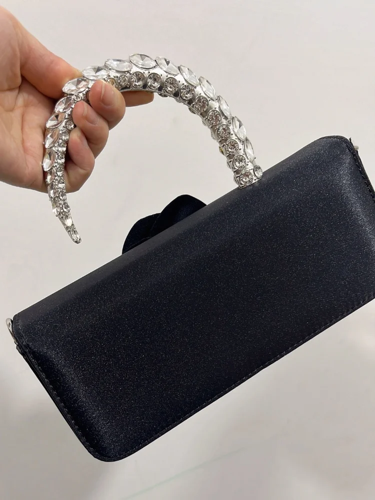 النمط الفرنسي سوبر تألق حجر الراين مساء حقائب يد المرأة حقيبة يد حريرية زهرة ديكو محفظة حفل زفاف #4