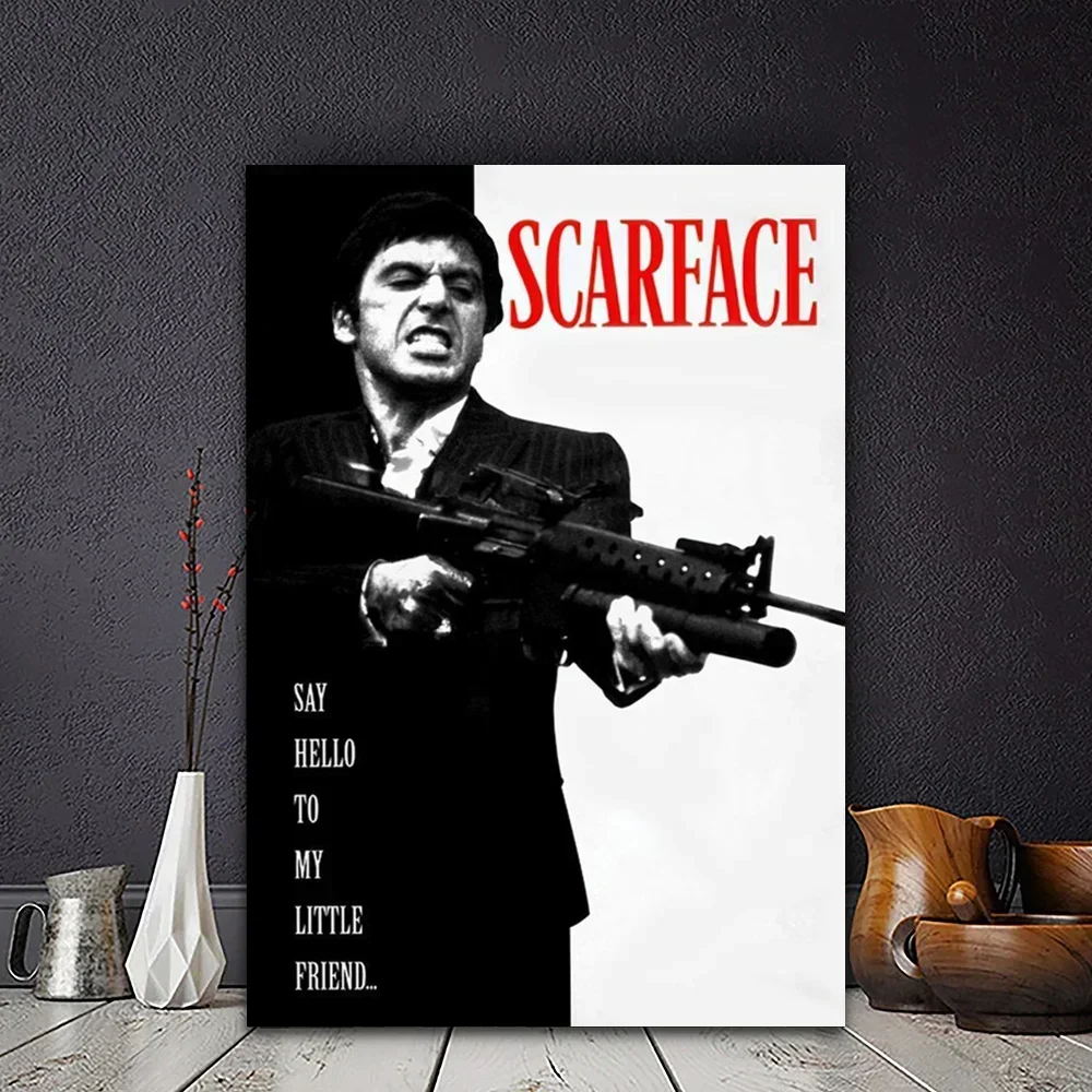 الفيلم الكلاسيكي سكارفيس قماش يطبع المشارك خمر الإثارة الفن يطبع غرفة نوم جدار الفن ديكور المنزل ملصق فني المشجعين الهدايا