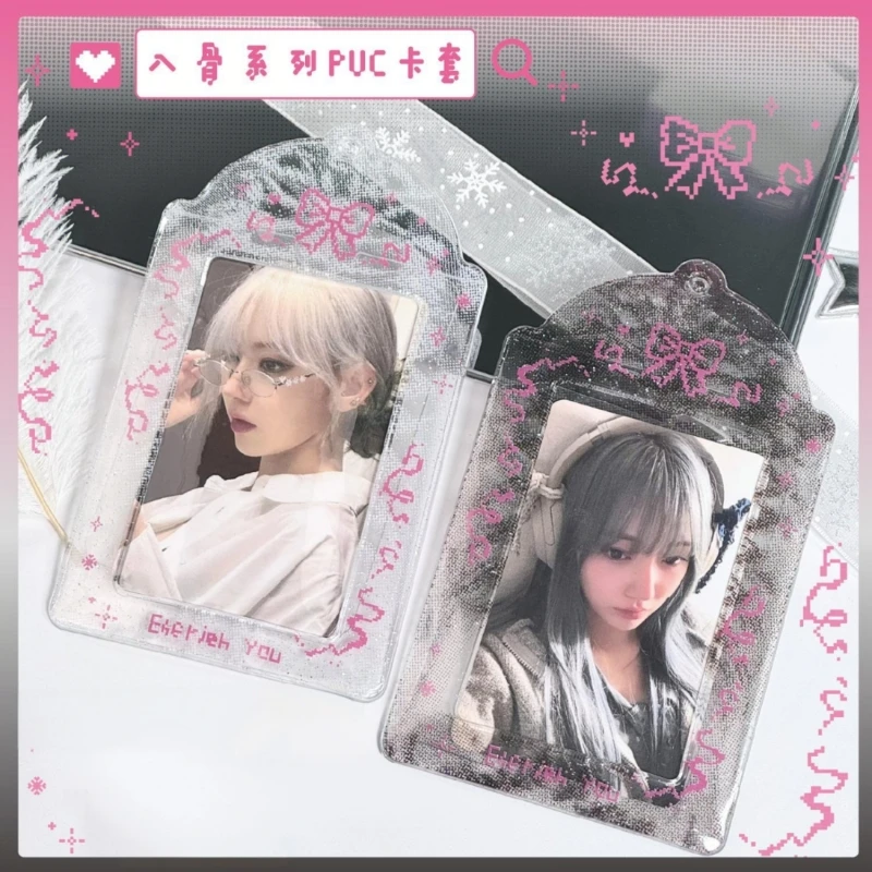 

Bowknot Photo Card Holder INS Bus Card Photo Sleeves Kpop Idol Photo Holder ID Badge Holders Gothic Pixel Style Card Holders