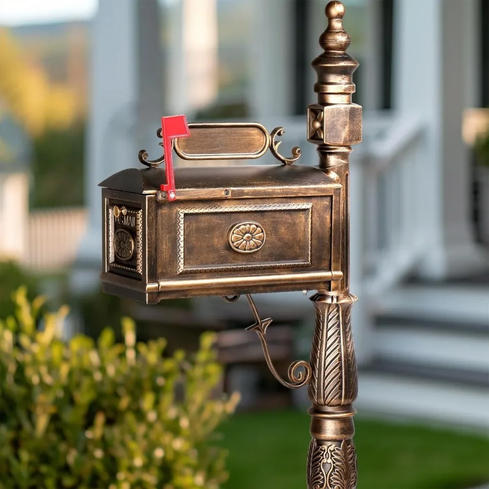 Barcelona Decorative Post Mailbox, Rust-Proof Large Security Heavy Duty Mailbox