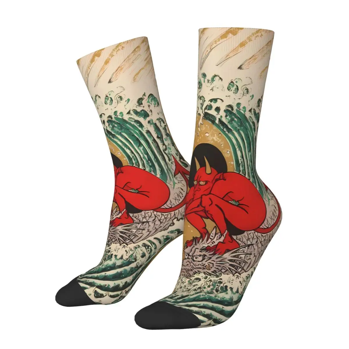 

Japanese Animal Warrior Sock Printed Man Polyester