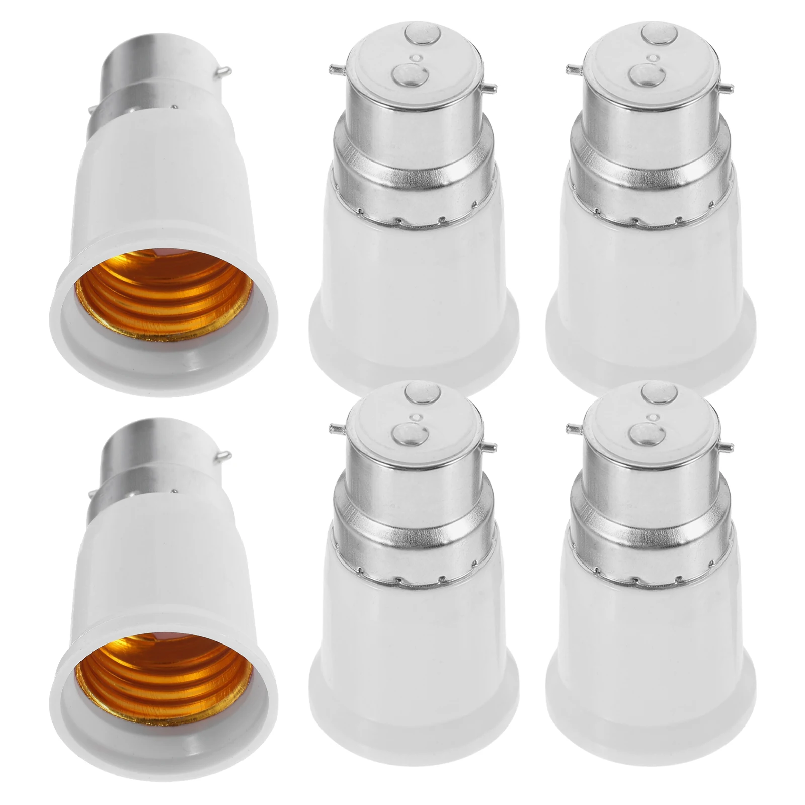

6pcs Light Bulb Socket Converter White PC Material Easy Install Lamp Base Adapter for Bedroom Office LED Light Bulb