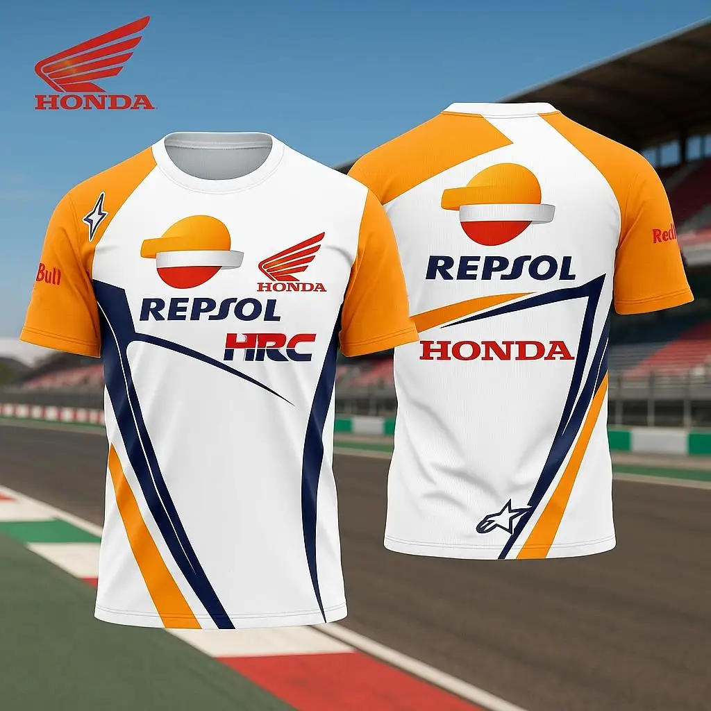 

New Honda Hrc Lcr Castrol Motos Gp T Shirt Womens Men's Motorcycle Racing Polyester Quick-Dry Breathable Summer White Tee