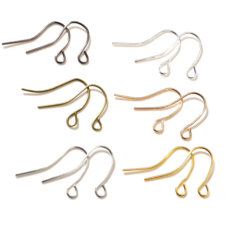 100 sztuk/partia 21x12mm srebrny kolor brązowy kolczyki haki ustalenia zaczep na ucho kolczyki zatrzaski do tworzenia biżuterii DIY earwire dostaw