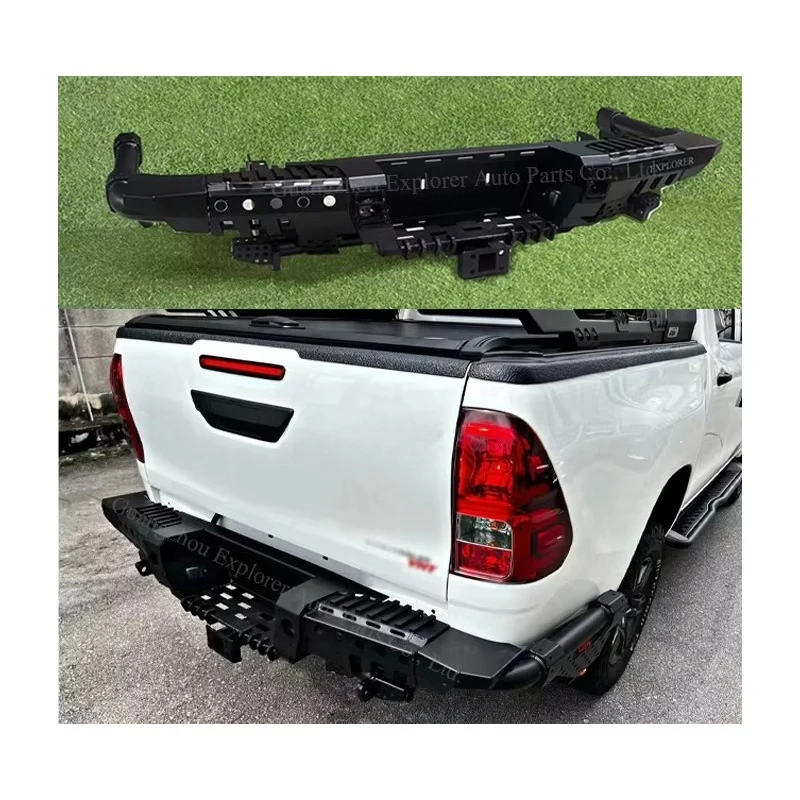 

Armando Steel Rear Back Bumper for Hilux Revo Rocco 2021+ with Led Light Shacket Car 4X4 Accessories Facelift Bumper