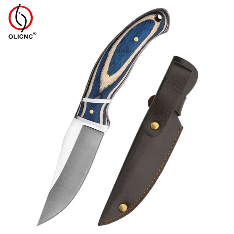 Cuchillo de cocina portátil para acampar, mango de madera, acero inoxidable, afilado para el hogar, bolsillo, barbacoa, cuchillo para carne