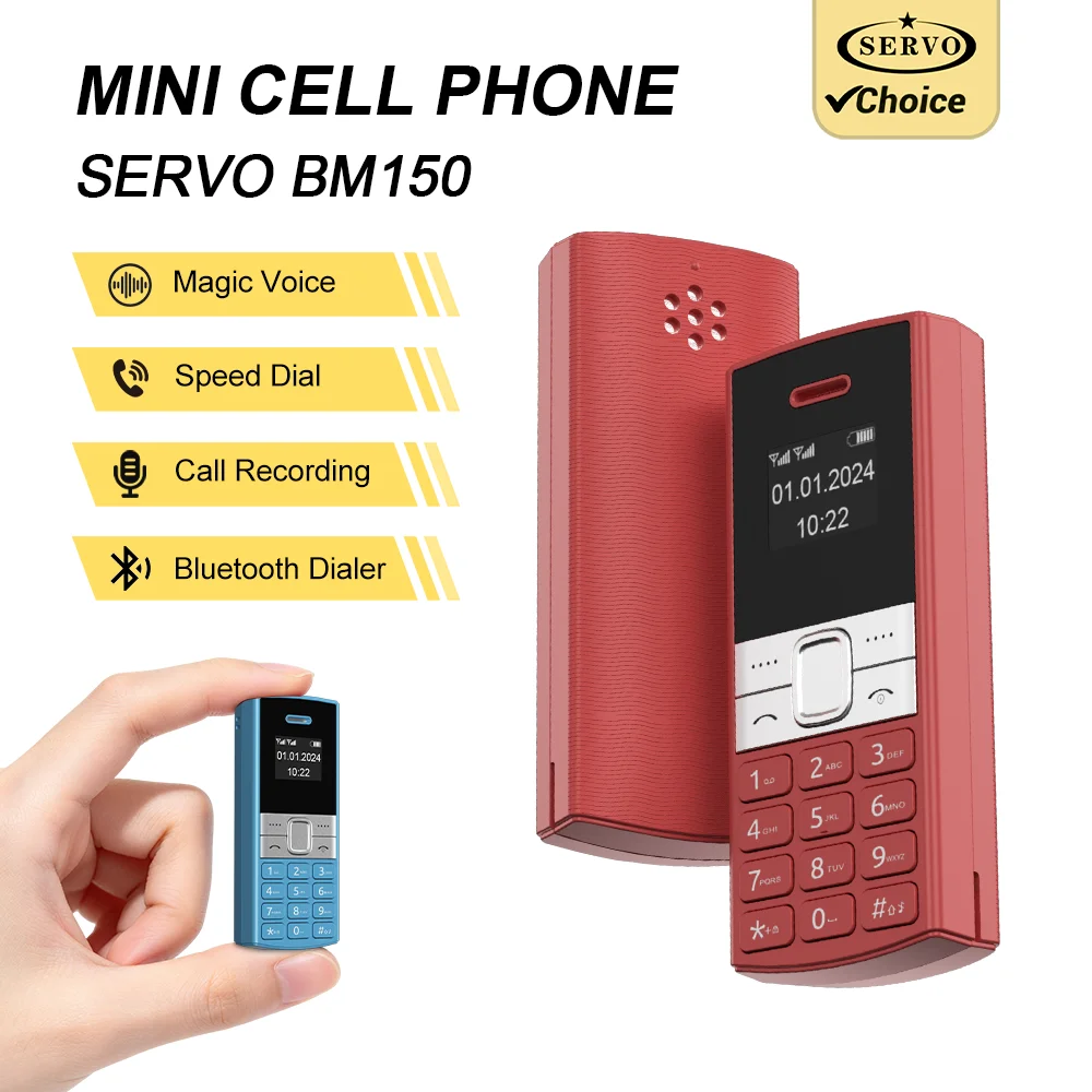 SERVO BM150 Mini Feature Phone 0.66 Inch Dual SIM Standby Magic Voice Bluetooth Dialer Blacklist Audio Playback Pocket Cellphone