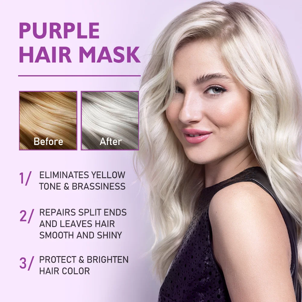 250g KOEC Purple Hair Mask  Deep Moisturizing Treatment Nourishing Repair for Dry Frizzy Damaged Strands Neutralizes Brassy