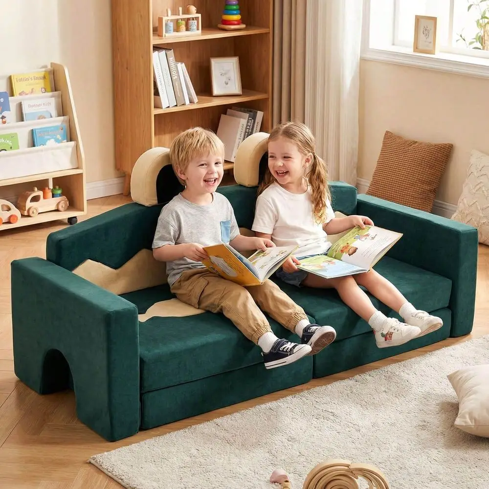 Kids Play Couch, Snow Mountain Theme Toddler Foam Building Fort Snow Mountain