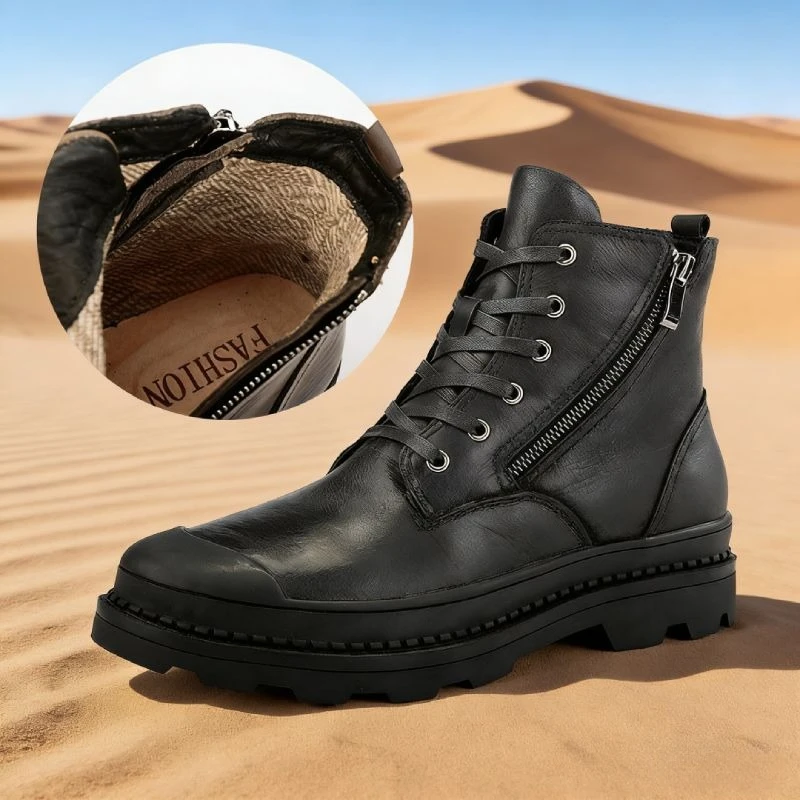 

Autumn Men Ankle Boots Retro Fashion Genuine Leather Lace Up Platform Boots Winter Warm Men Casual Shoes Botas Hombre