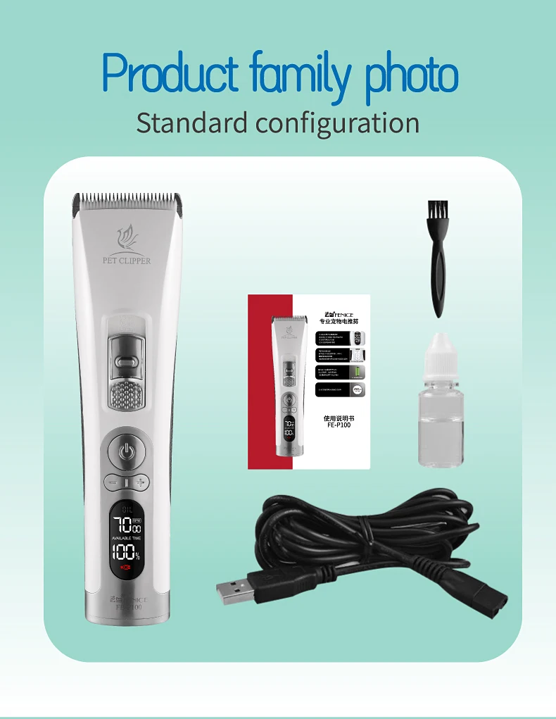 Fenice P100 Professioneller Haarschneider für Hunde und Katzen mit LCD-Bildschirm, 4000 mA, elektrischer Fellpflege-Trimmer und Klinge, wiederaufladbare Haarschneidemaschine – Detail 22