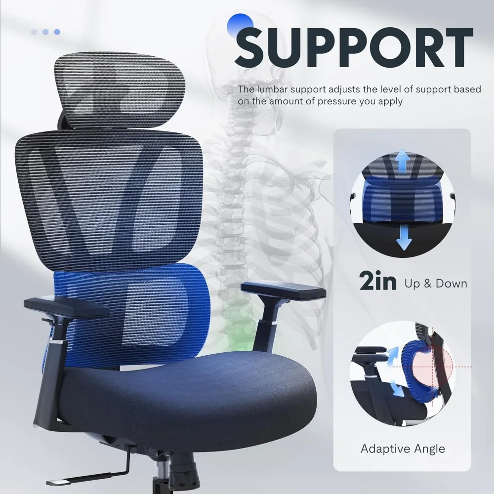 Ergonomic Office Chair with Adjustable Lumbar Support, Headrest, Armrests and 360°Rotation OC4 Foam Seat. Video Gaming Chairs