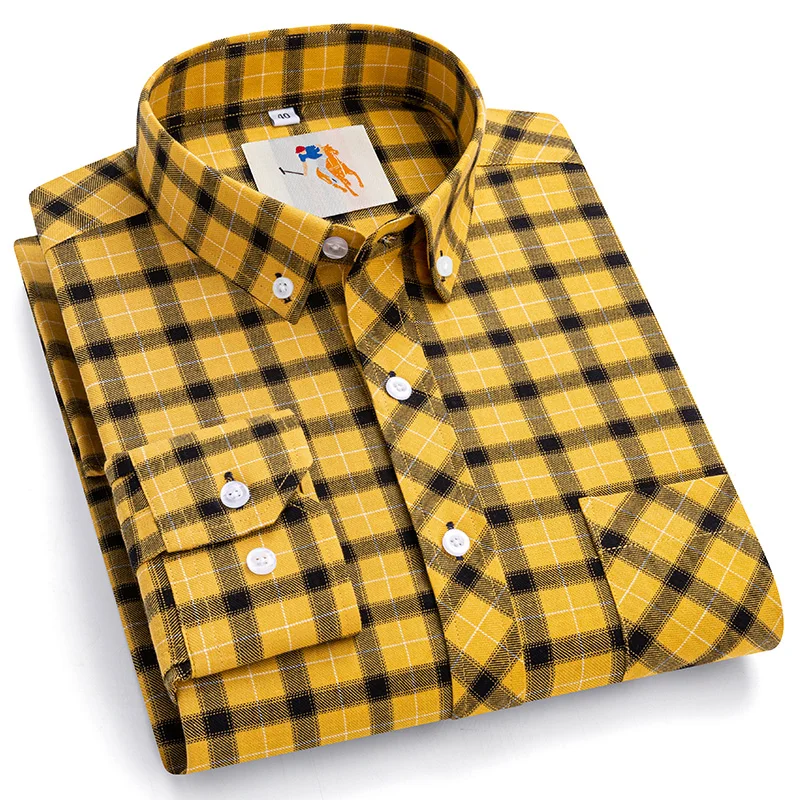 

S-8XL Классические клетчатые рубашки в полоску с длинным рукавом для мужчин Формальные большие и высокие большие размеры 100% хлопок Мужские рубашки с длинным рукавом Повседневные