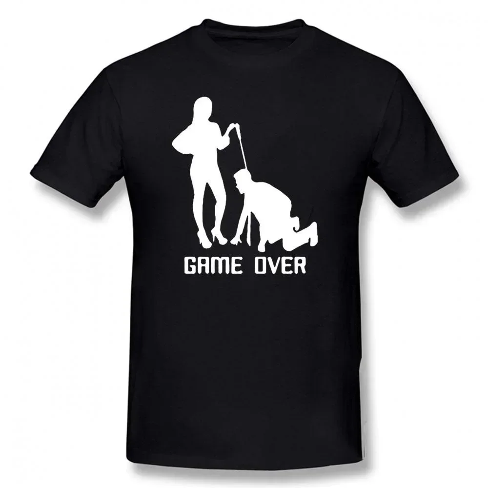 T-shirt de manga curta para homens, camisa de manga curta, game over bride, noivo, bachelorette party, engraçado, algodão, tops, 2021