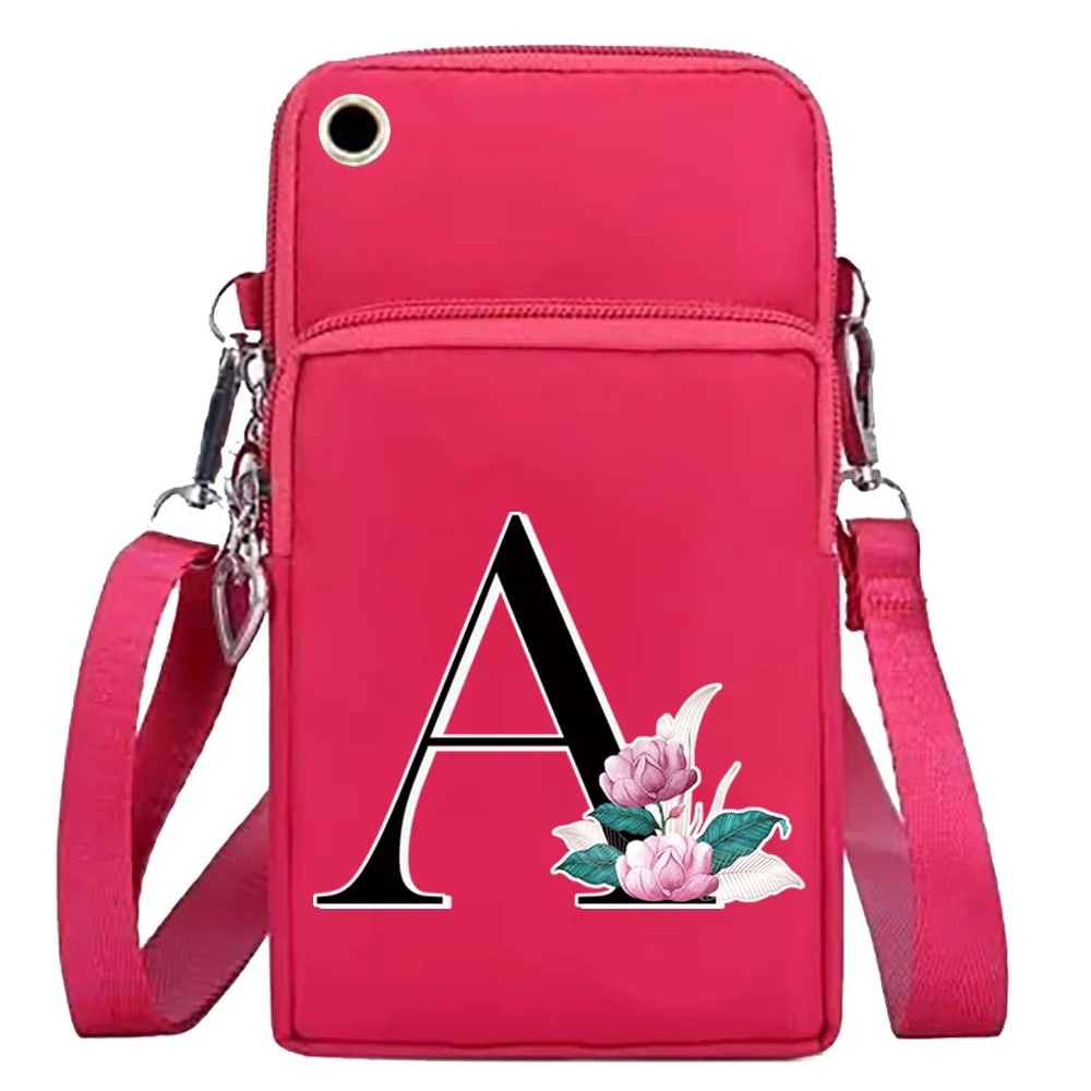 Mobile Phone Bag Wrist Pack Shoulder Bags Phone Packet Print Organizer Apple/Huawei/Xiaomi Universal Cell Whitemarble 26 Letter