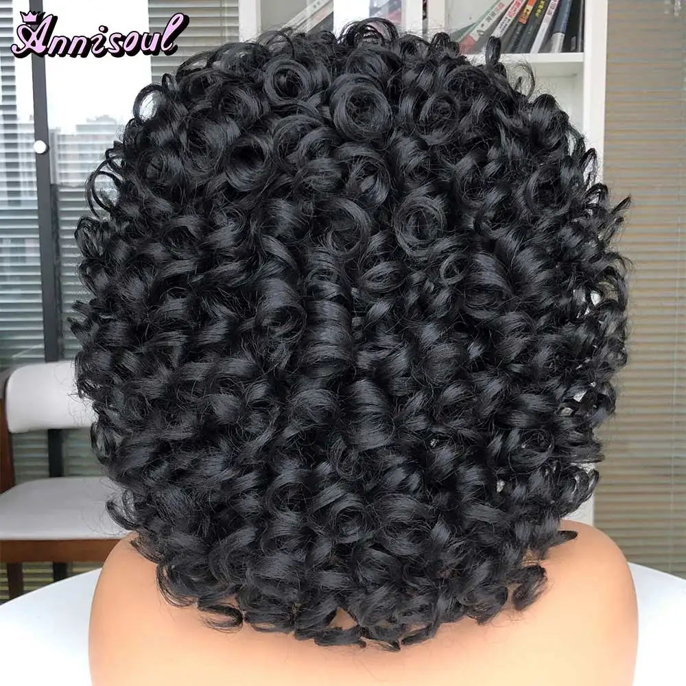 Curly Wigs for Black Women Short Curly Afro Wig with Bangs Big Loose Cute Curly Hair Synthetic Wigs for Daily Party Cosplay