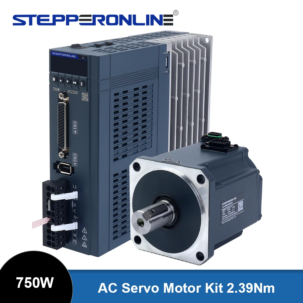 

STEPPERONLINE A6 Series 750W RS485 AC Servo Motor Kit 2.39Nm 220V 3000RPM with 17-Bit Absolute Encoder & Driver for CNC Engraver