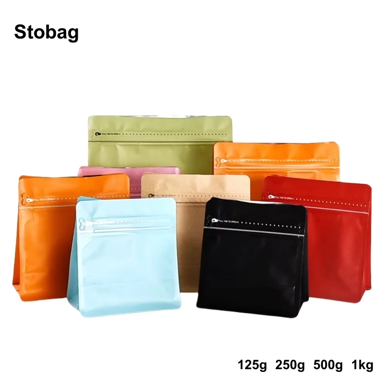 

StoBag 20pcs Color Coffee Beans Packaging Bag with Valve Aluminum Foil Sealed for Food Powder Tea Nuts Storage Reusable Pouches