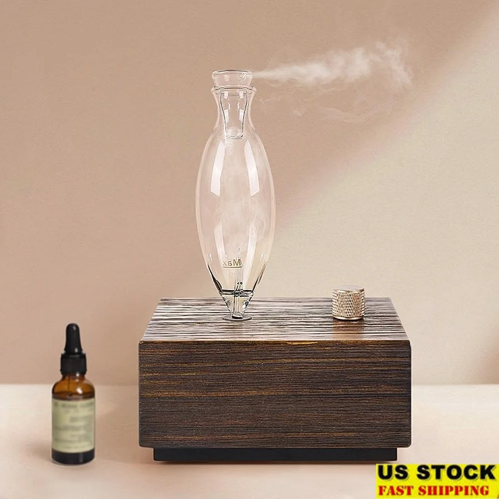 

Безводный диффузор эфирного масла, деревянный стеклянный распылитель, на батарейках, ароматерапевтический диффузор, домашний офис, большие комнаты