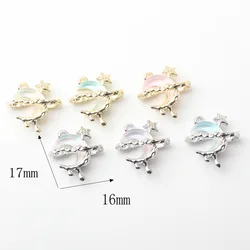 10pcs Alloy Moon Inlaid Stars Shape Charms Pendant Earring Necklace Bracelet Jewelry DIY Handmade Ornaments Accessories Gifts
