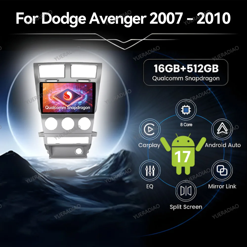 Radio para Auto Android 17 para Dodge Avenger JS 2007 - 2010, para Dodge Nitro 2006 - 2011, Unidad Principal Multimedia, Reproductor de Video, BT, GPS, Navegación