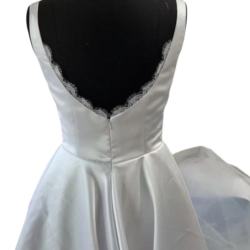 

Customized Women Simple Wedding Dress Solid Sleeveless V-neck Empire Female Dresses 2025 Spring Summer Fashion Lady Robe