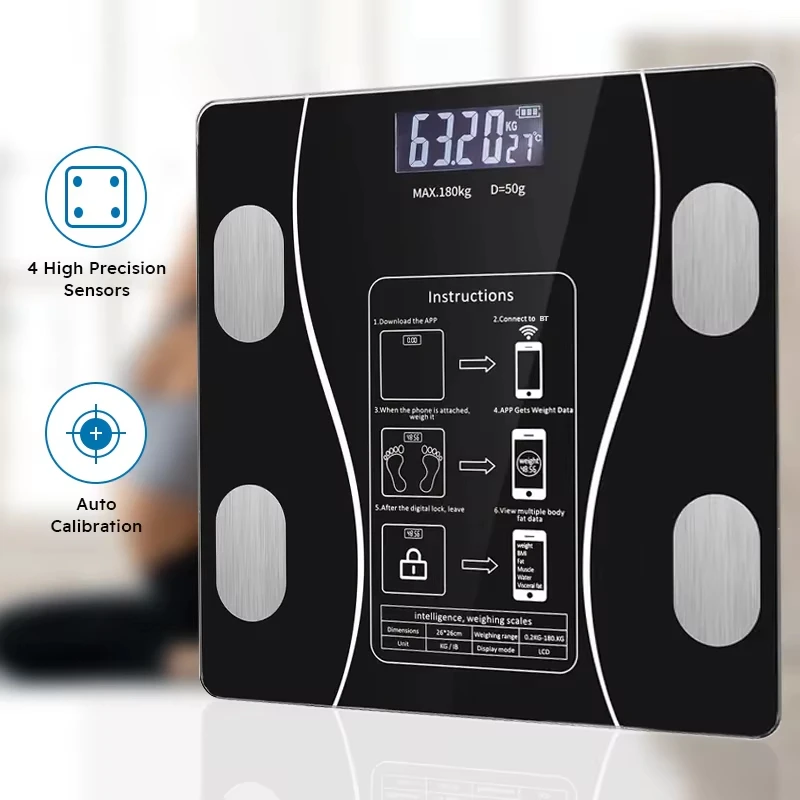 Electronic Scale Wireless LED Digital Precise Measurement Bluetooth Scale for Body Management and Fat Loss Bathroom Weight Scale