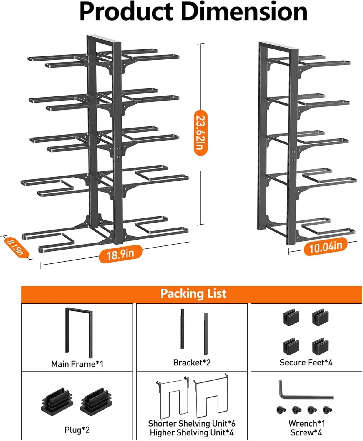 منظم أواني ومقالي مكون من 10 طبقات تحت الخزانة، وعاء ومقلاة شديدة التحمل بارتفاع 23.62 بوصة ومنظم خزانة المطبخ وS