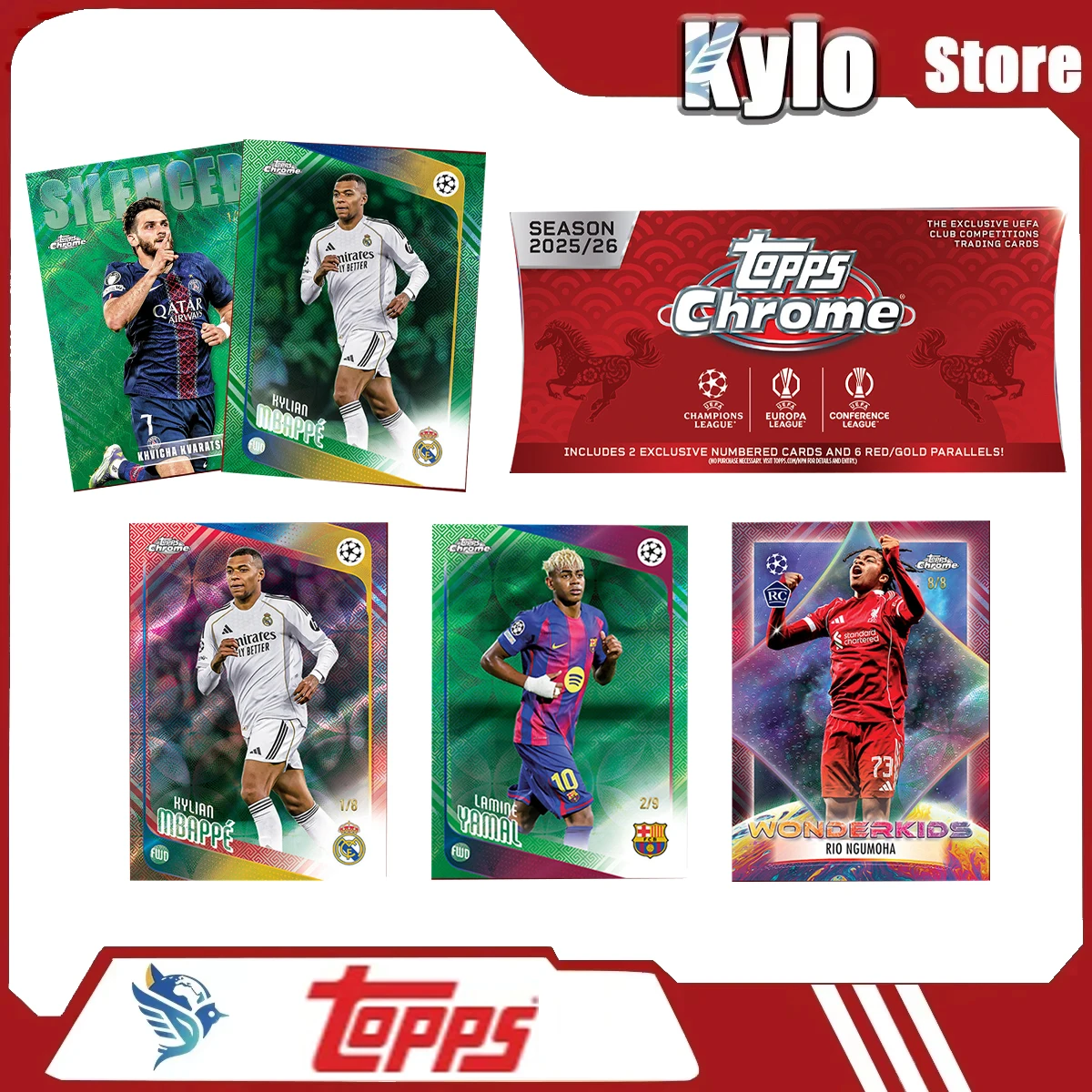 

2025-26 Topps Chrome UEFA Champions League Football Red Packet Series Collection Cards Designer Toys Surprise Gift Newly Release