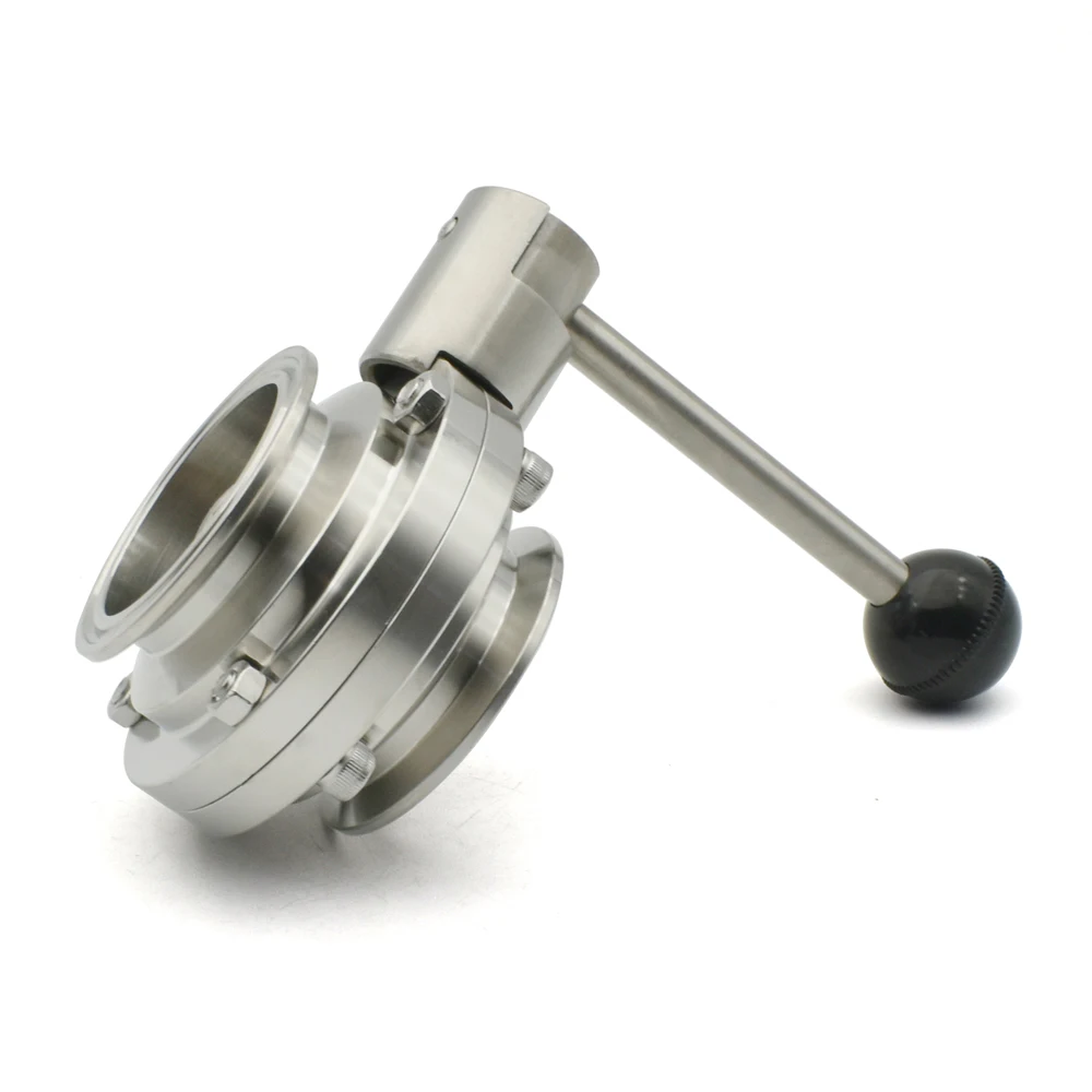 3/4 "1" 1-1/2 "2" 3 "4" SS304/316L Sanitär-Absperrklappe aus Edelstahl, OD50,5/64/119 mm, Drei-Clip-Absperrklappe – Detail 6