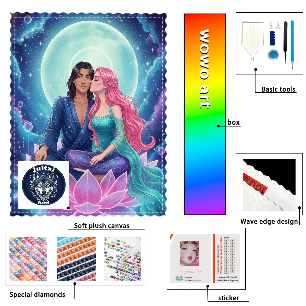 

【Betti_ Diamond Art】The couple on the lotus Crystal AB Rhinestone FD Rhinestone Perfect Resin Diamond