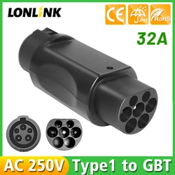 LONLINK adaptador de CA tipo 1 a GBT, estación de carga EV J1772 a GBT para vehículos eléctricos chinos, 32A