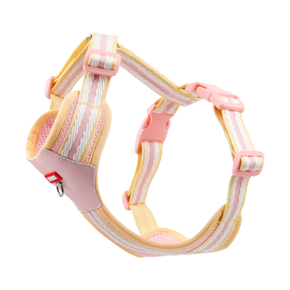 Color Block Harness For Small Dogs Breathable Mesh Pet Walking Lead_voghion.com